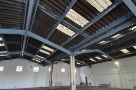 Roof joists primed for painting at BP Rolls Hull