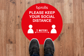 Social Distancing Floor Stickers now available from BP Rolls