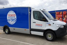 Tesco home delivery van with graphics by BP Rolls 
